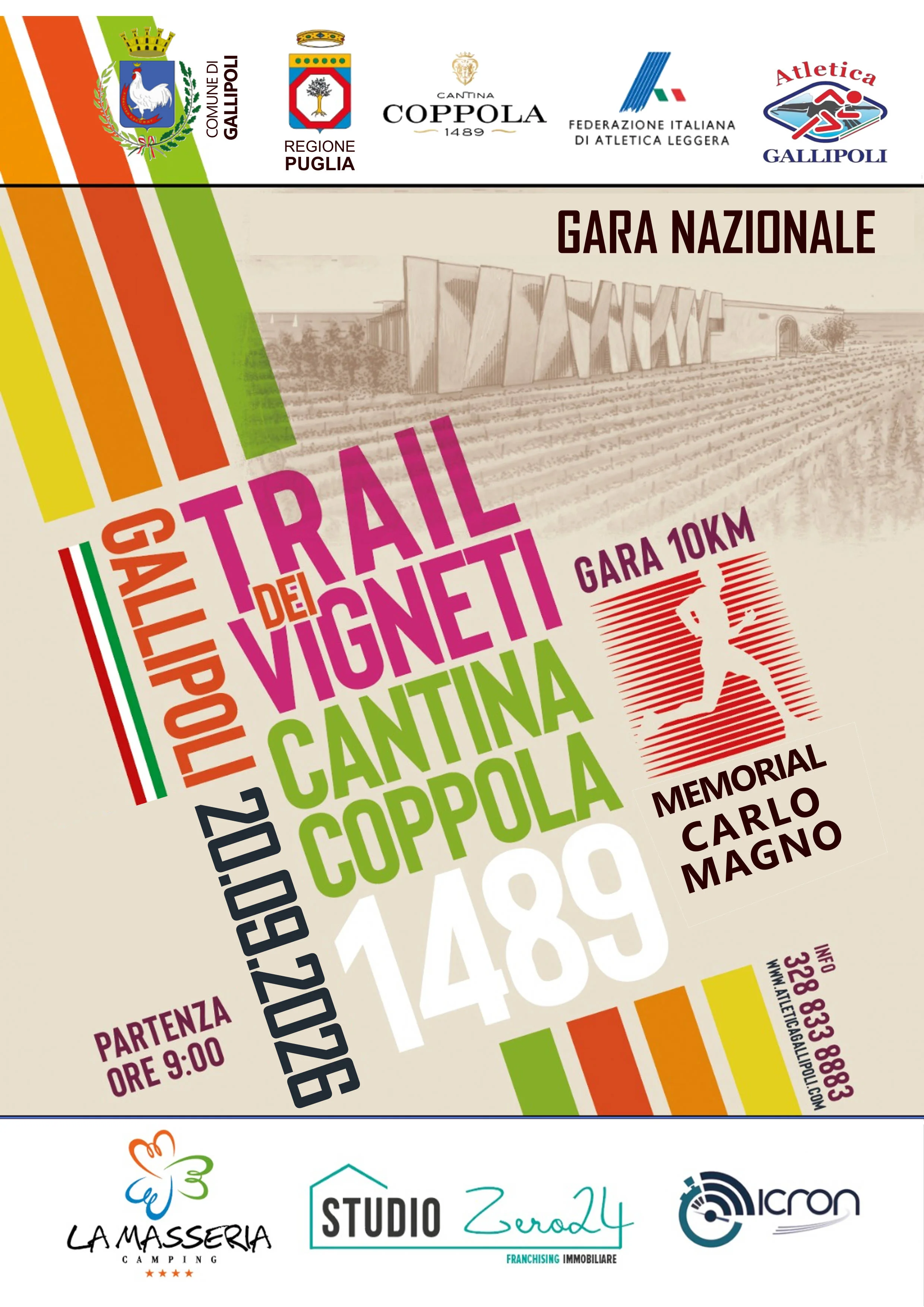 Volantino Trail dei Vigneti 2026 - Cantina Coppola 1489 - Memorial Carlo Magno