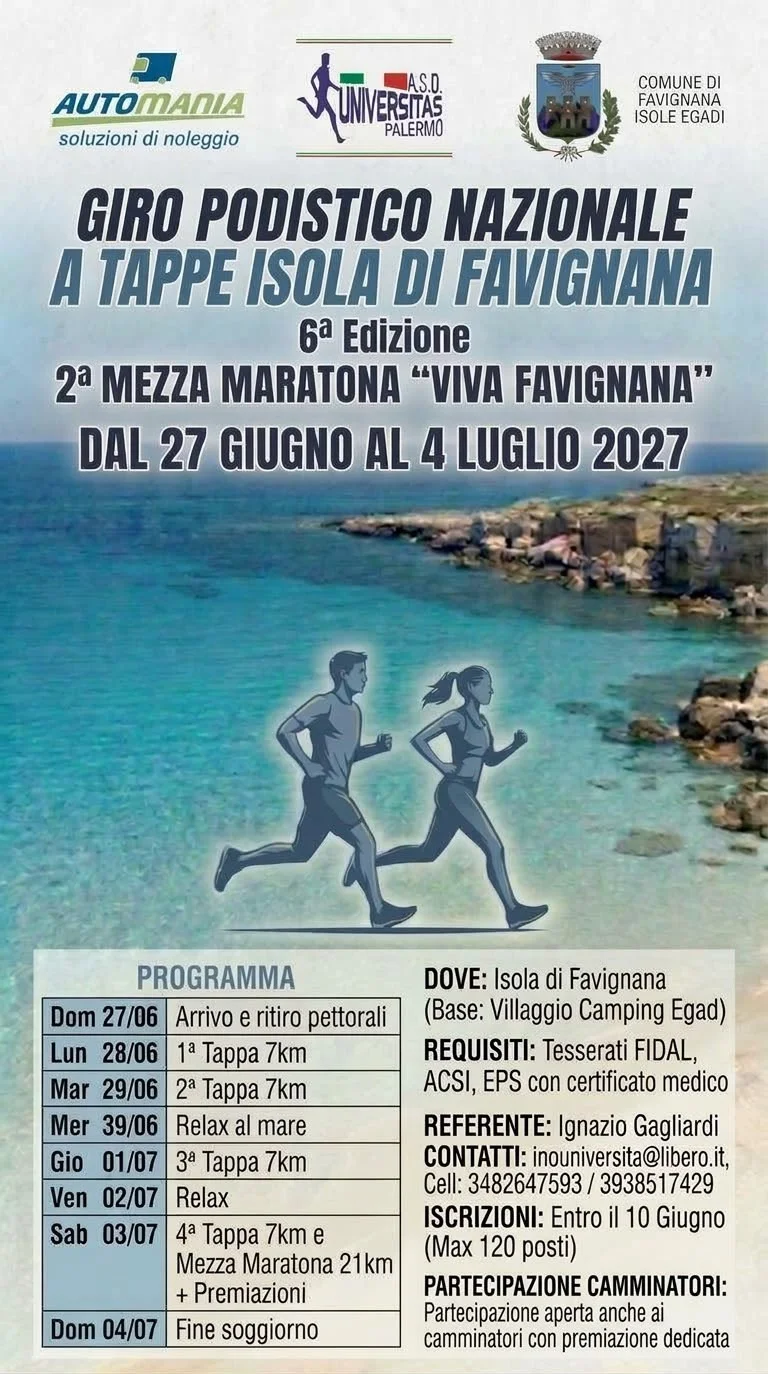 Volantino Giro podistico a tappe isola di Favignana
